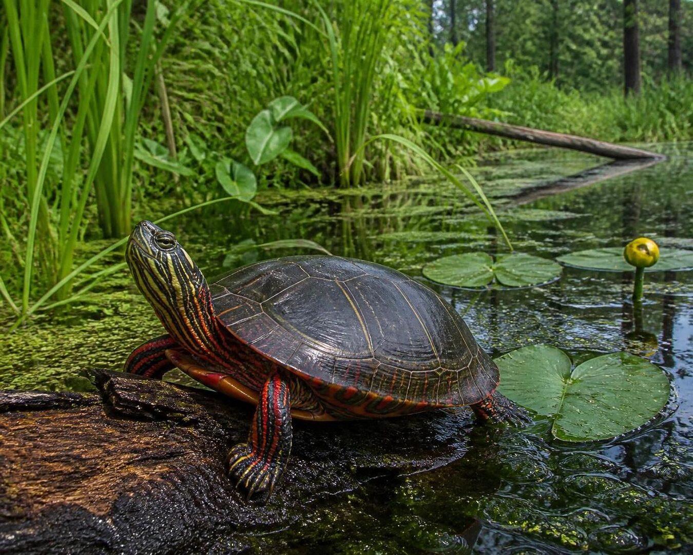 découvrez tout sur la chrysemys picta, la tortue peinte d'amérique du nord : son habitat, son alimentation, son mode de vie et ses particularités uniques.