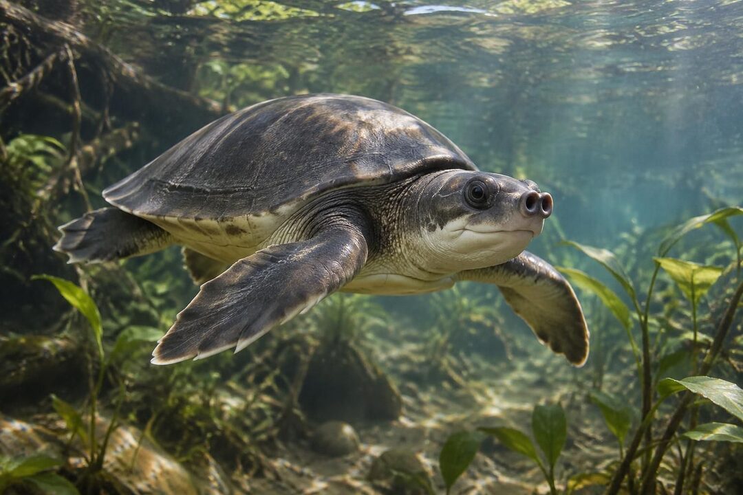 découvrez carettochelys insculpta, la rare tortue à nez de cochon : son museau singulier, ses nageoires puissantes et son mode de vie aquatique.